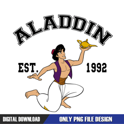Disney Cartoon Aladdin Est 1992 PNG, Disney PNG ,Disney Mickey PNG, Digital Download