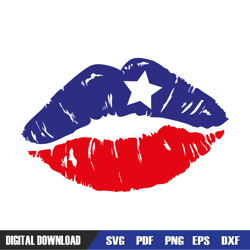 4th of july patriotic star lips svg, independence day, 4th of july svg, digital download