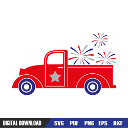 4th of july day fireworks red truck svg, independence day, 4th of july svg, digital download