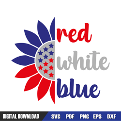 red white and blue patriotic star sunflower svg, independence day, 4th of july svg, digital download
