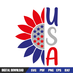 usa 4th of july patriotic star sunflower svg, independence day, 4th of july svg, digital download