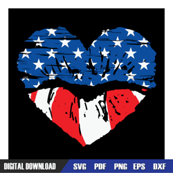 american flag heart lips 4th of july svg, independence day, 4th of july svg, digital download