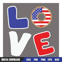 love american flag donut 4th of july day svg, 4th of july svg, digital download