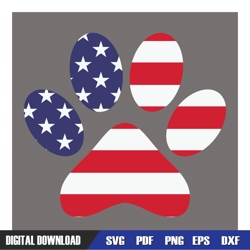 american flag dog paw 4th of july svg, 4th of july svg, digital download
