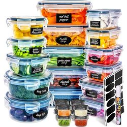 fullstar, meal prep container, food storage container sets, airtight containers with lids, 50 pcs, marker & labels