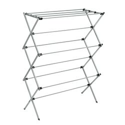 honey-can-do collapsible steel oversized accordion clothes drying rack, gray