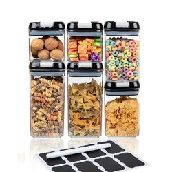 suproot kitchen variety set of 6 pantry organization canisters with lids, marker and labels included