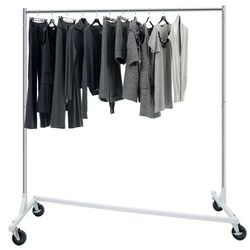 zeny clothing garment rack freestanding hanger multi-functional clothing rack on wheels, silver 220 lbs