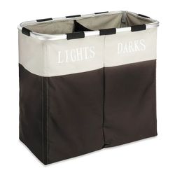 fabric two compartment laundry hamper, espresso - for adult use