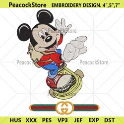 mickey skateboarding gucci logo embroidery design file