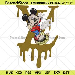 mickey skateboarding lv dripping logo embroidery design file