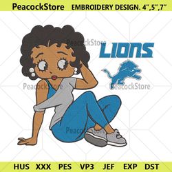 detroit lions black girl betty boop embroidery design file