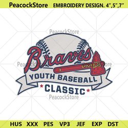 atlanta braves youth baseball classic logo machine embroidery digitizing