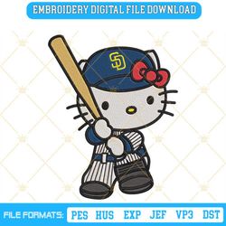hello kitty san diego padres embroidery designs, kitty cat padres mlb embroidery files