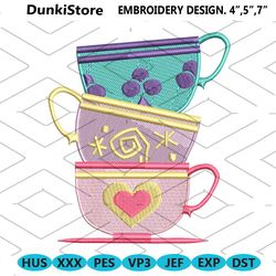 mad hatter teacups wonderland inspired machine embroidery design