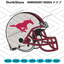 smu mustangs helmet machine embroidery digitizing.