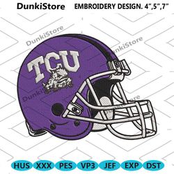 tcu horned frogs helmet machine embroidery digitizing.