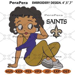 new orleans saints black girl betty boop embroidery design file