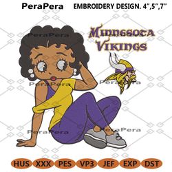 minnesota vikings black girl betty boop embroidery design file