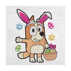 easter bunny ears bingo holding eggs basket embroidery
