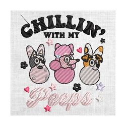 chilling with my peeps coco bluey kids easter embroidery