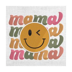 mama of the smiley face mother day embroidery