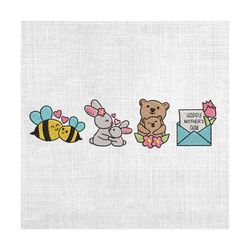 cartoon mom and kid happy mother day love letter embroidery