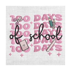 100 days of school pink doll supplies embroidery