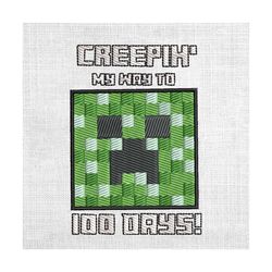 creeping my way to 100 days of school creeper face embroidery