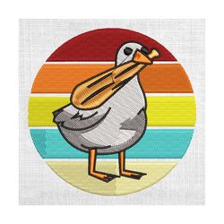 retro baseball silly goose funny embroidery design