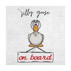 silly goose on board humor duck embroidery design