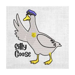 silly goose funny police duck embroidery design