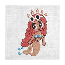 pink hair karol g mermaid king embroidery design