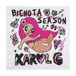 karol g pink hair mermaid bichota season embroidery