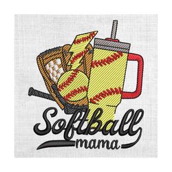 softball mama sport stanley cup embroidery design