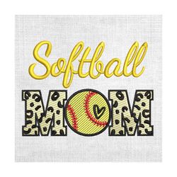 softball mom sport leopard print embroidery design