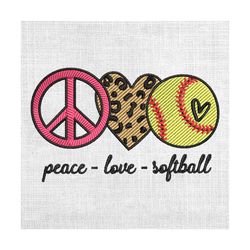 peace love softball leopard print mother day embroidery