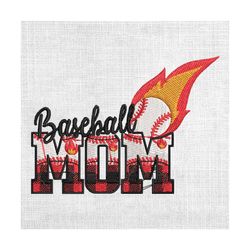 baseball mom flaming sport softball embroidery