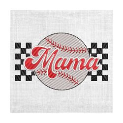 mama sport softball checkered print embroidery