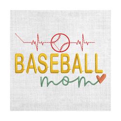 baseball mom heartbeat sport design embroidery