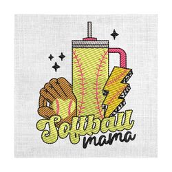 softball mama groovy stanley cup player embroidery
