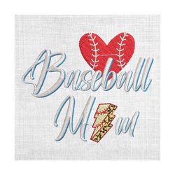 baseball thundering mom sport embroidery design