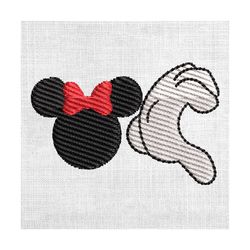 minnie head hand make love couple matching embroidery