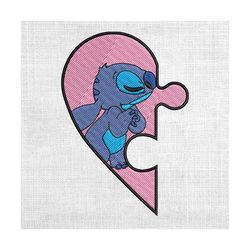 stitch heart puzzle valentine couple matching embroidery