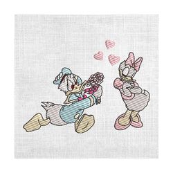 disney valentine day couple donald daisy duck embroidery