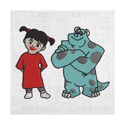 boo and sulley monster inc couple embroidery