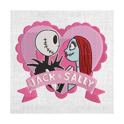 jack and sally horror valentine day embroidery