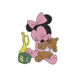 hugging baby minnie mouse embroidery