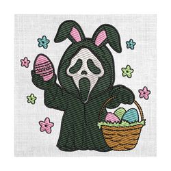 horror ghost face easter bunny eggs basket embroidery