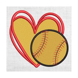 love softball heart sport embroidery design